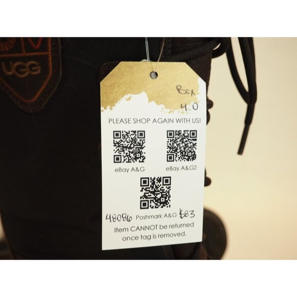 Ugg Tall Black Sheepskin Top Brown Leather Winter Duck Boots, Size 6 (US) - Picture 13 of 13